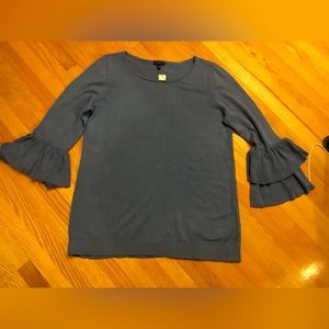 Talbots blue sweater with bell sleeves